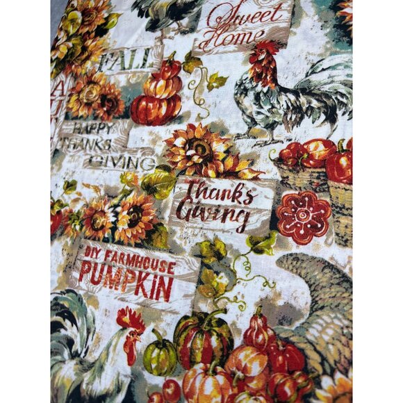 Thanksgiving-Themed Cotton Fabric 25"x44" Joann Roosters Pumpkins Sunflowers Des - Picture 7 of 12